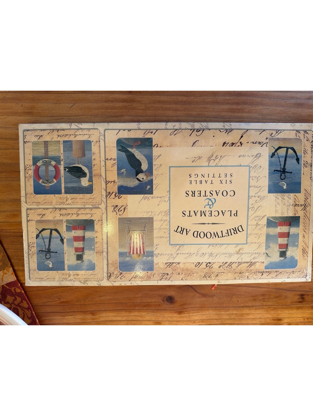 Driftwood Art Nautical Six Placemats and Six Coasters Set